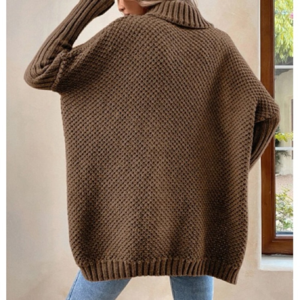 Luxe turtleneck split sides sweater top - Picture 3 of 7